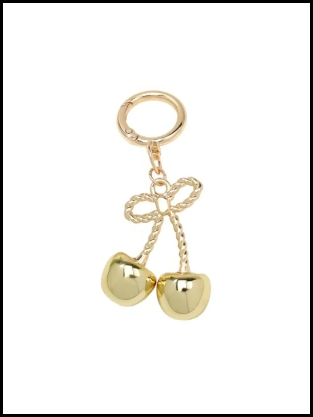 Glittery Resin Cherry Bag Charms Keychain Gold-Plated Metal Lobster Clasp Purse